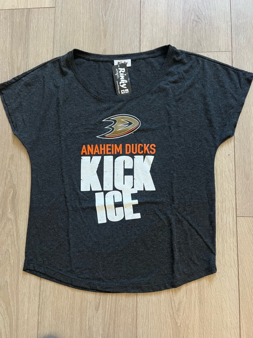 Rinky Apparel Grey Heather Anaheim Ducks Kick Ice Size Medium